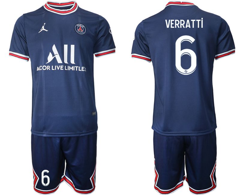 Men 2021-2022 Club Paris St German home blue #6 Soccer Jersey